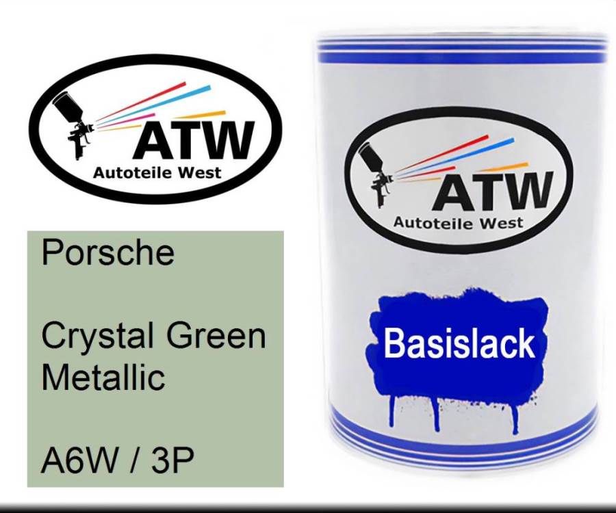 Porsche, Crystal Green Metallic, A6W / 3P: 500ml Lackdose, von ATW Autoteile West.